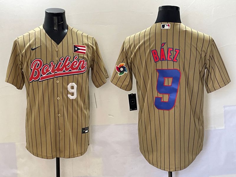 Men Puerto Rico #9 Baez Brown Stripe Joint Name 2025 Nike MLB Jersey style 8->more jerseys->MLB Jersey